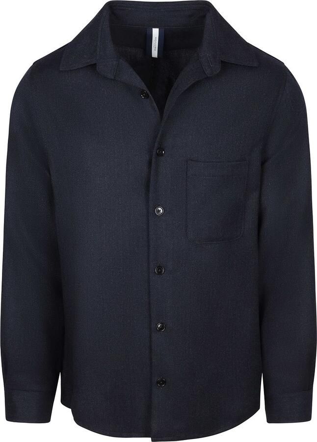 Profuomo Overshirt Wool Mouliné Navy
