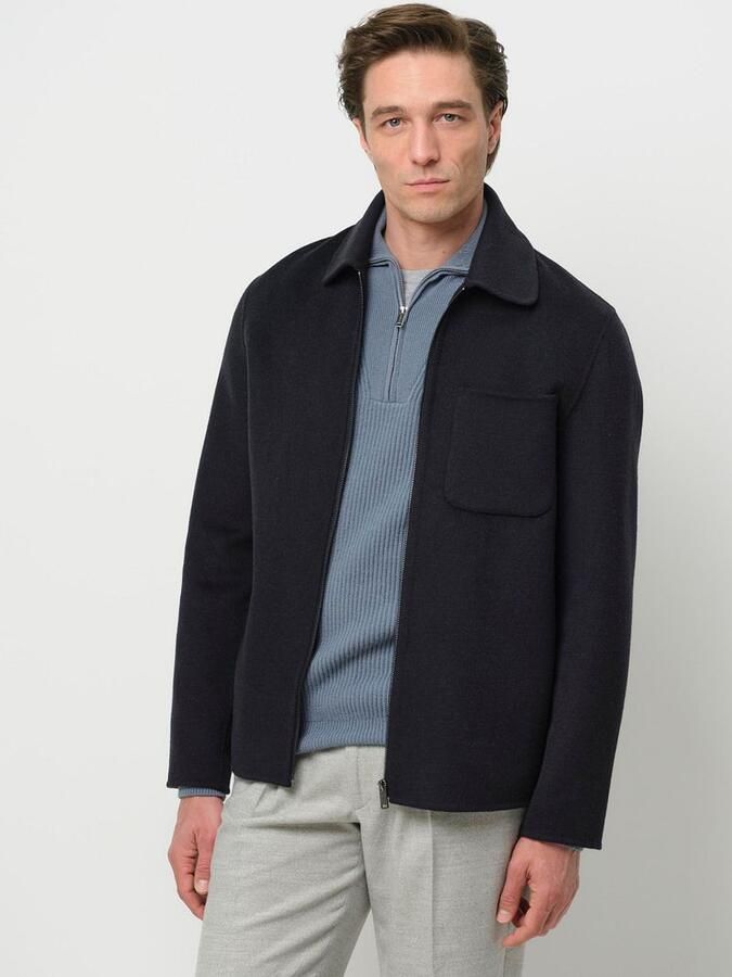 PROFUOMO Heren Overshirts Overshirt Wool Zipper Donkerblauw - Foto 4