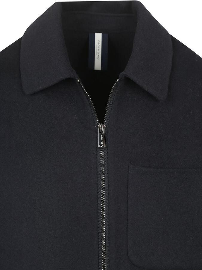 PROFUOMO Heren Overshirts Overshirt Wool Zipper Donkerblauw - Foto 7