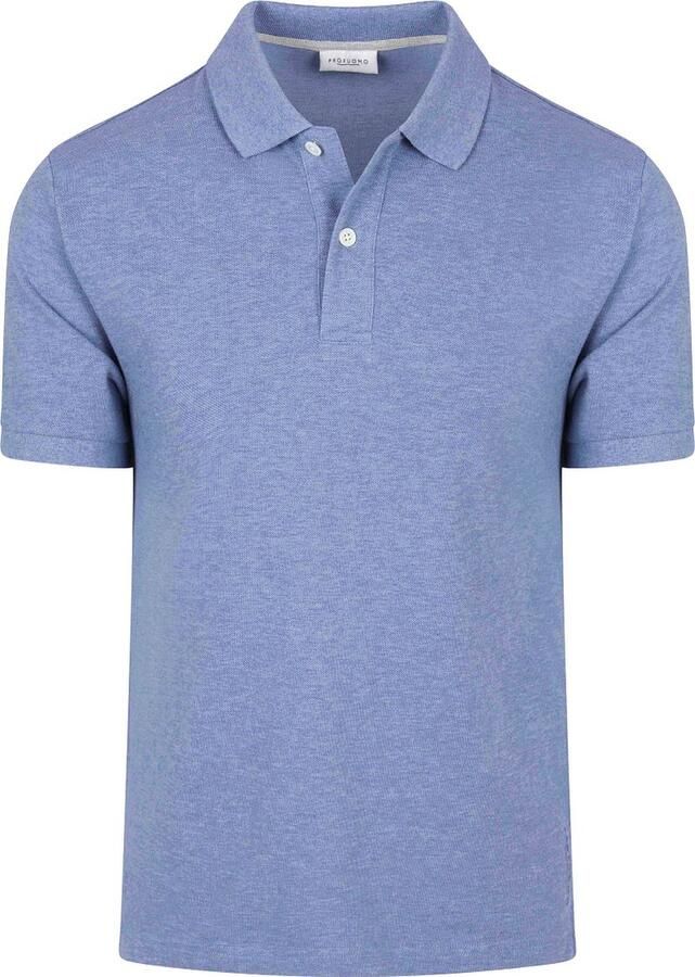 Profuomo Polo Shirt Korte Mouw Piqué Poloshirt Melange Blauw - Foto 8
