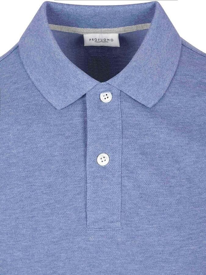 Profuomo Polo Shirt Korte Mouw Piqué Poloshirt Melange Blauw - Foto 9