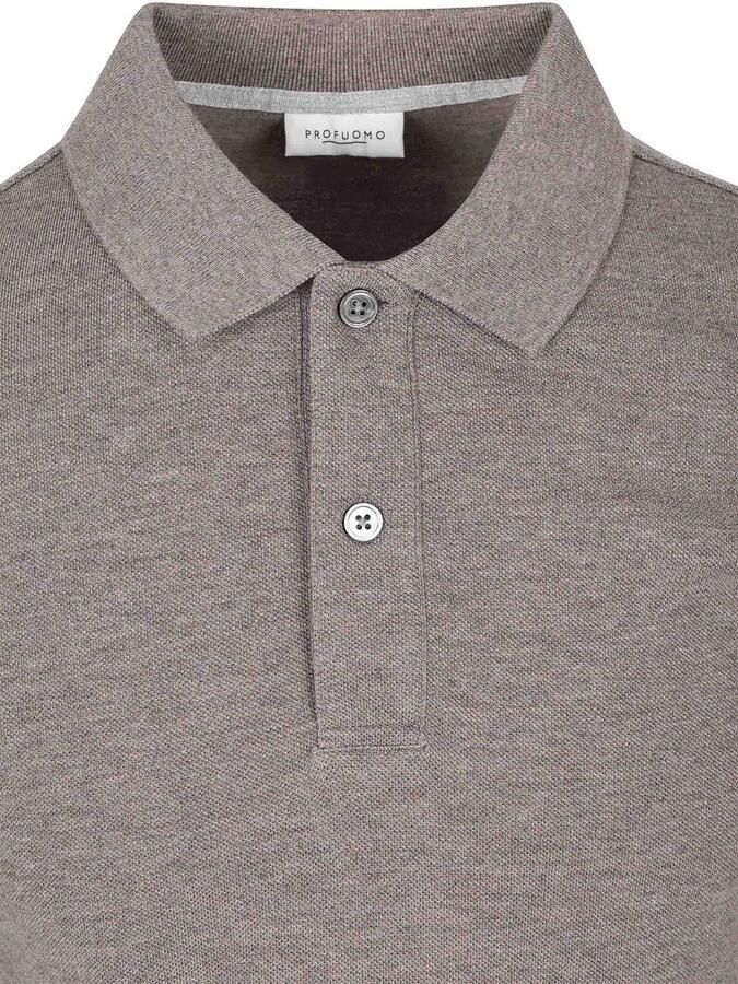 Profuomo Polo Shirt Korte Mouw Piqué Poloshirt Melange Bruin - Foto 9