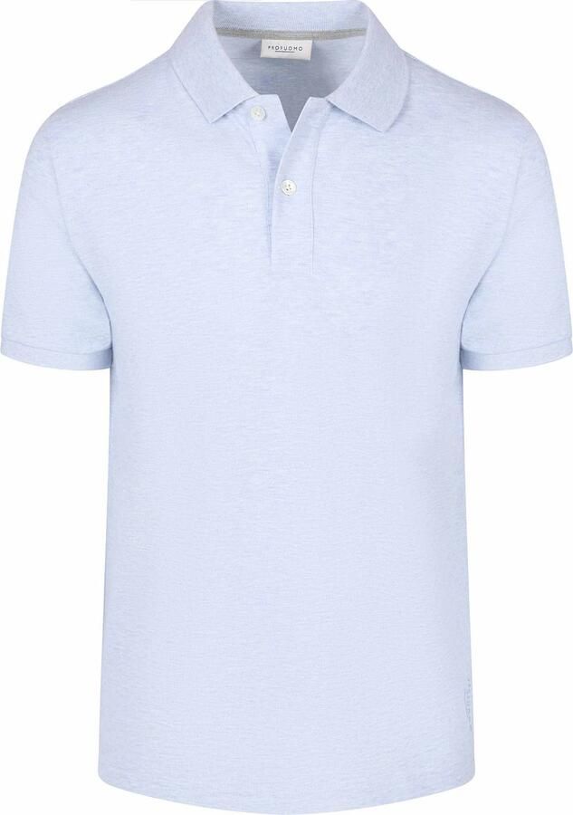 Profuomo Polo Shirt Korte Mouw Piqué Poloshirt Melange Lichtblauw - Foto 5
