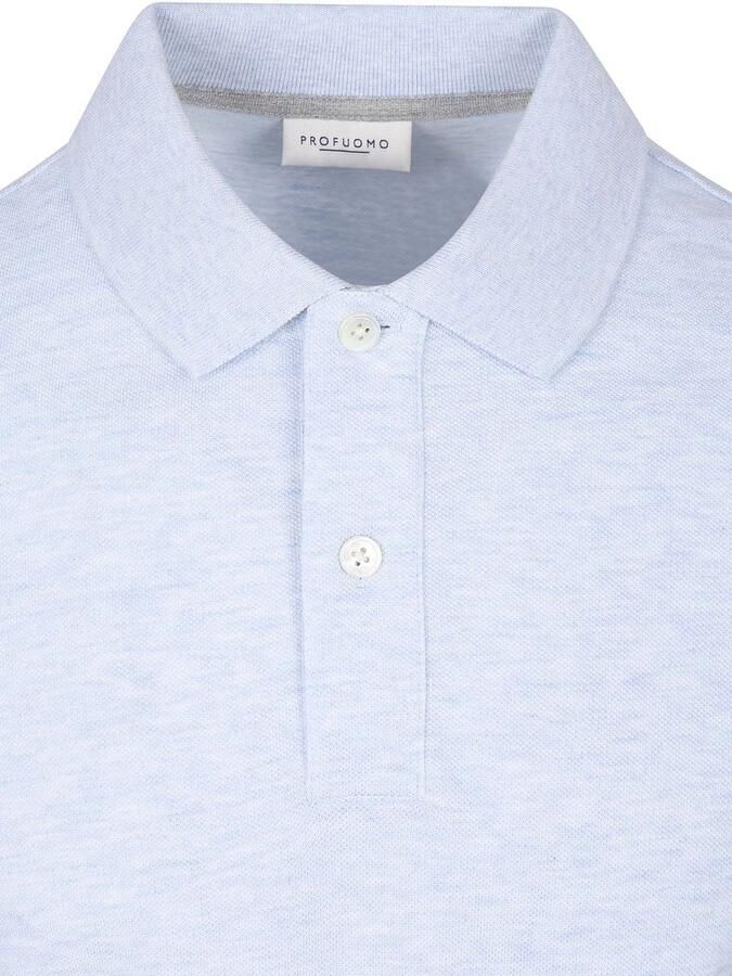 Profuomo Polo Shirt Korte Mouw Piqué Poloshirt Melange Lichtblauw - Foto 6