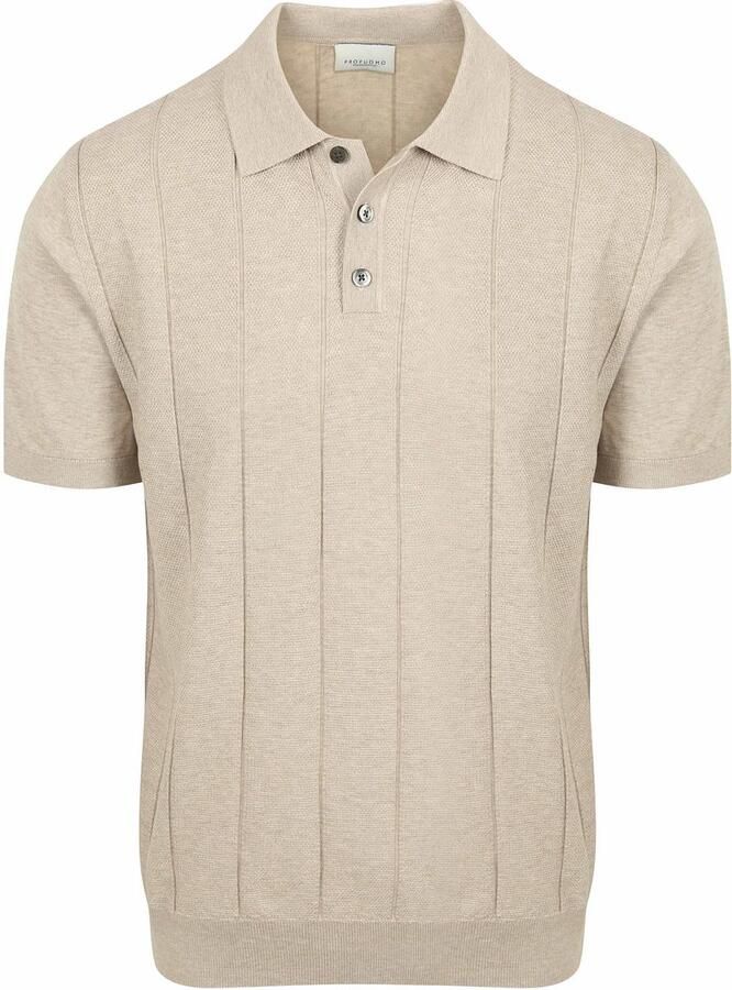 Profuomo Polo Shirt Korte Mouw Poloshirt Drop Needle Structure Beige