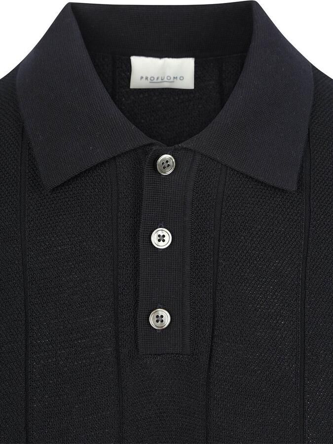Profuomo Polo Shirt Korte Mouw Poloshirt Drop Needle Structure Navy - Foto 2