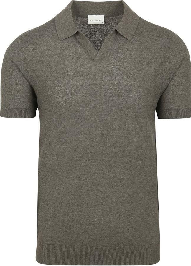 Profuomo Poloshirt Linen Blend Olijfgroen