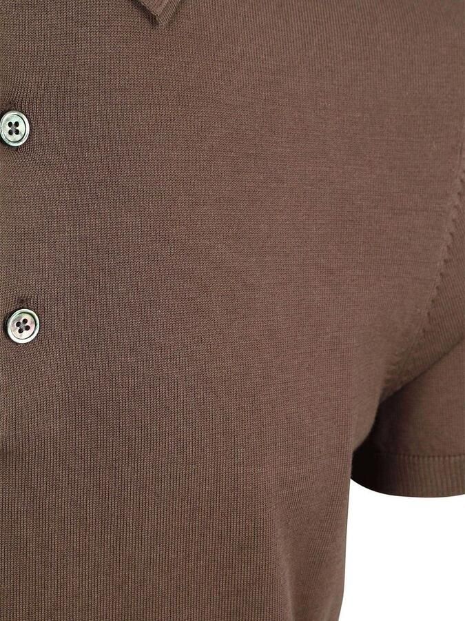 Profuomo zijden regular polo bruin fijn gebreid - Foto 4
