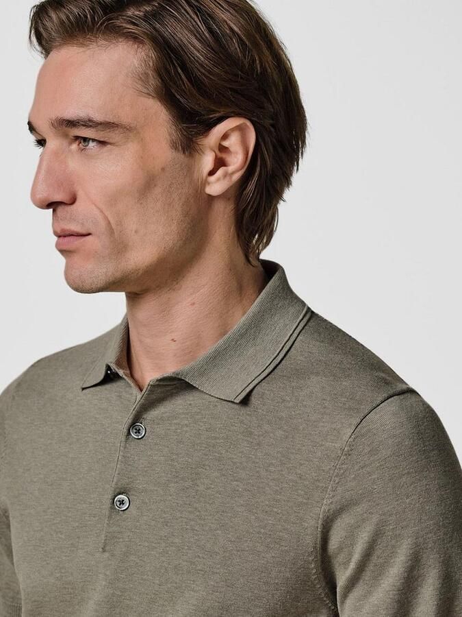Profuomo zijden regular polo groen fijn gebreid - Foto 3