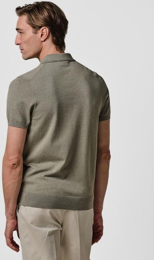 Profuomo zijden regular polo groen fijn gebreid - Foto 5