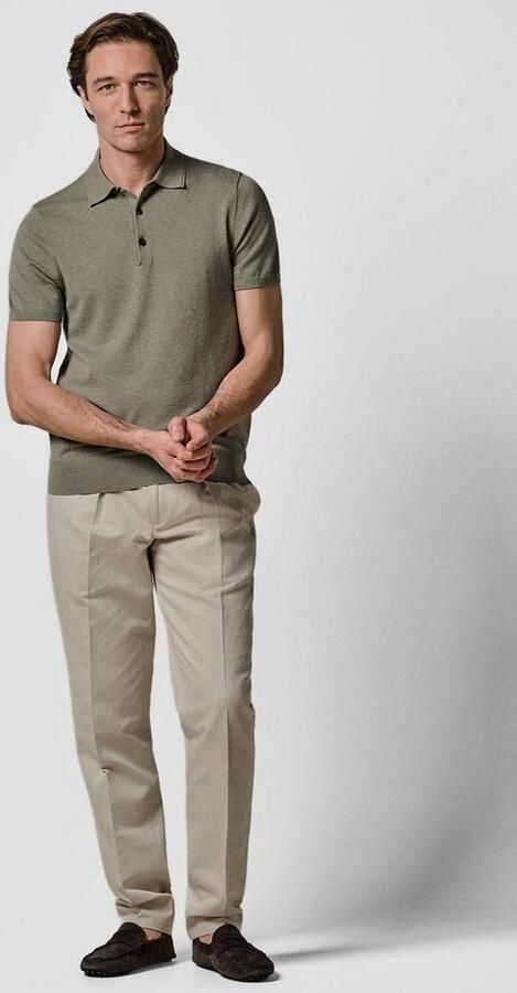 Profuomo zijden regular polo groen fijn gebreid - Foto 6