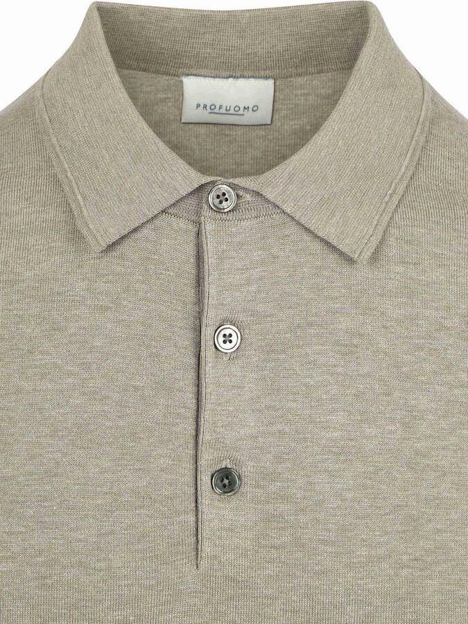 Profuomo zijden regular polo groen fijn gebreid - Foto 4