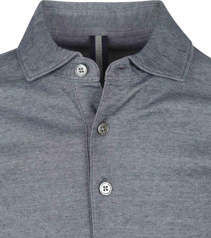 Profuomo T-shirt Poloshirt Luxury Knitted Melange Blauw