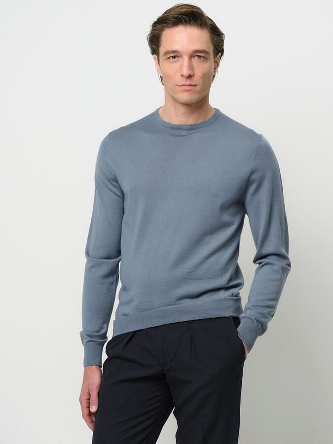 PROFUOMO Heren Truien & Vesten Pullover Crewneck Merino Blauw - Foto 6