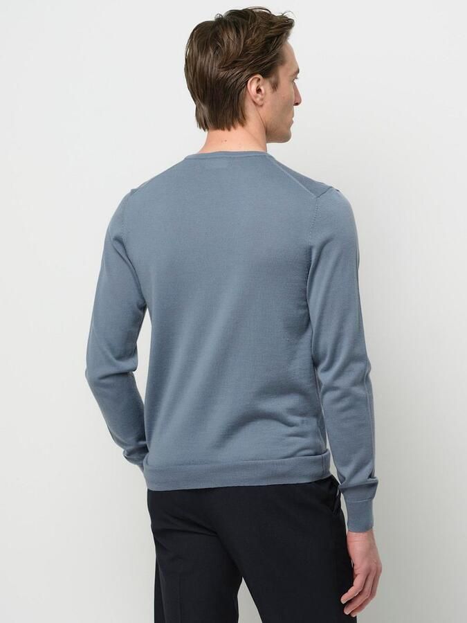 PROFUOMO Heren Truien & Vesten Pullover Crewneck Merino Blauw - Foto 8