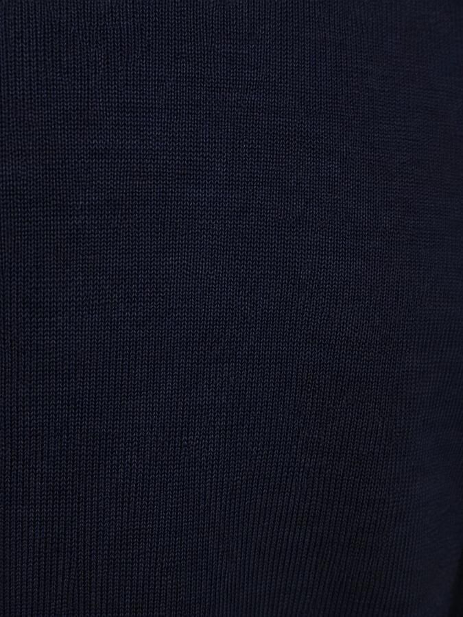 Profuomo wollen regular fit gemêleerde trui donkerblauw