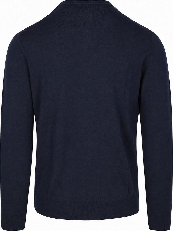Profuomo wollen regular fit gemêleerde trui donkerblauw - Foto 2