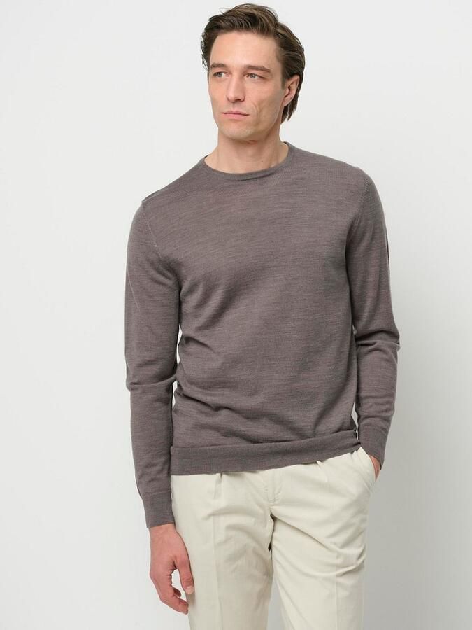 PROFUOMO Heren Truien & Vesten Pullover Crewneck Merino Bruin - Foto 6