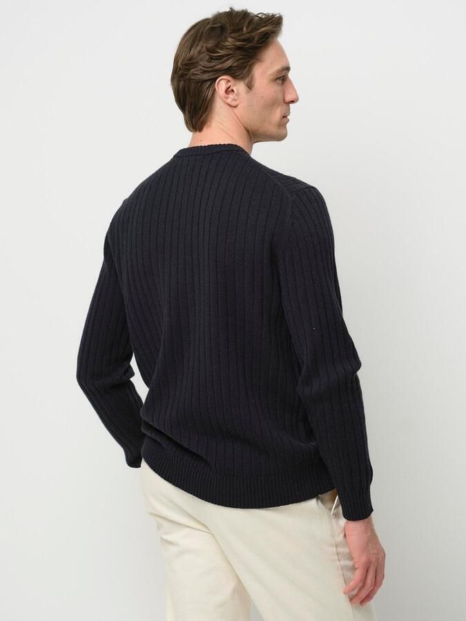 PROFUOMO Heren Truien & Vesten Pullover Crew Neck Wool Blend Donkerblauw - Foto 8