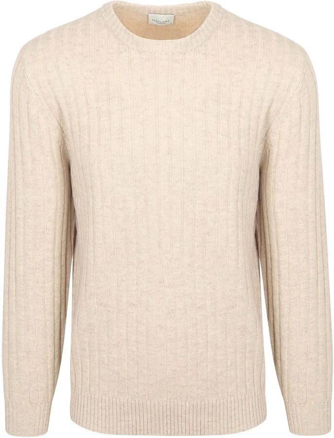 PROFUOMO Heren Truien & Vesten Pullover Crew Neck Wool Blend Beige - Foto 5