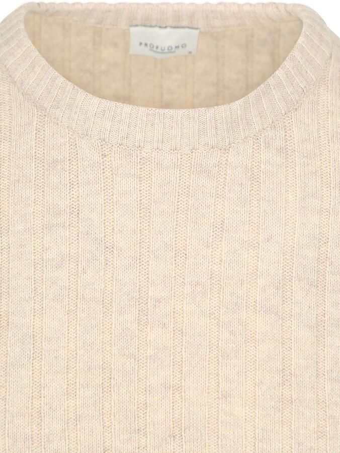 PROFUOMO Heren Truien & Vesten Pullover Crew Neck Wool Blend Beige - Foto 6