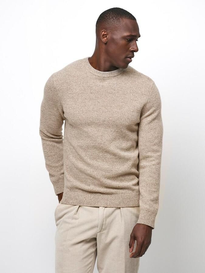 PROFUOMO Heren Truien & Vesten Pullover Crew Neck Woolblend Beige - Foto 6