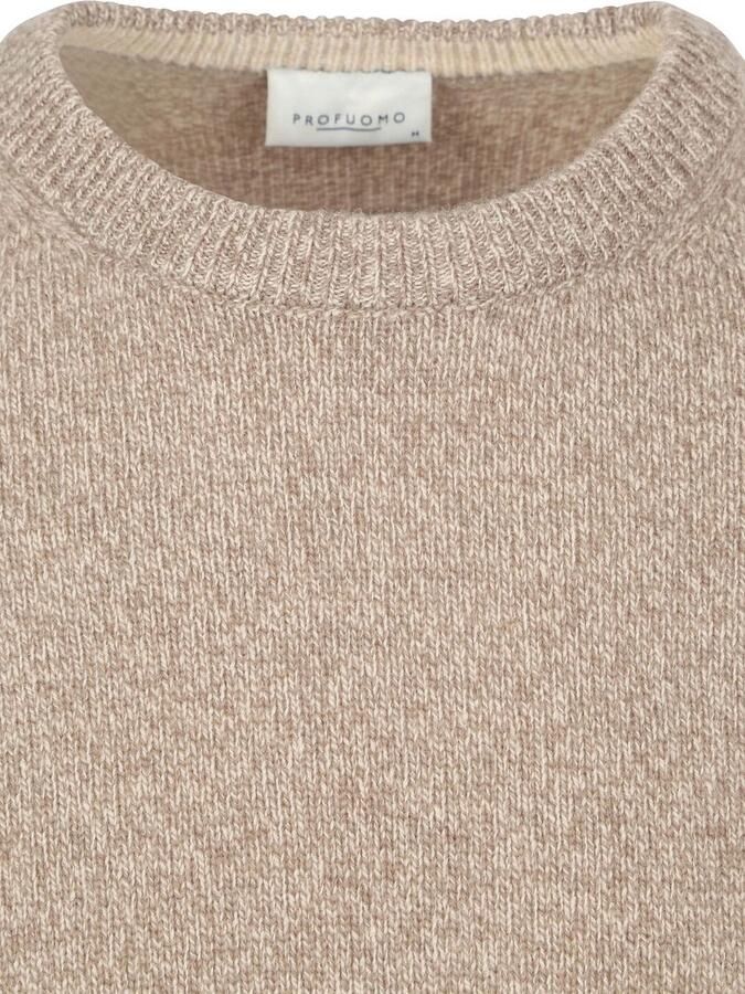 PROFUOMO Heren Truien & Vesten Pullover Crew Neck Woolblend Beige - Foto 8