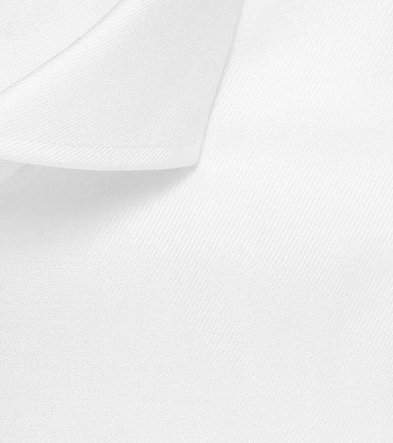 Profuomo slim fit strijkvrij overhemd met dubbele manchet wit twill two-ply - Foto 6