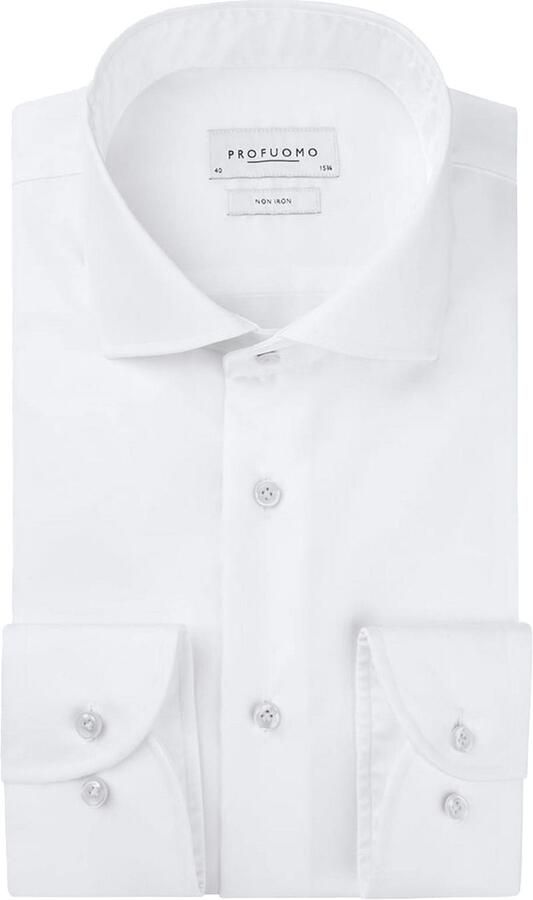 PROFUOMO Heren Overhemden Fine Twill Slim Fit Non Iron Extra Long Sleeve Wit - Foto 14
