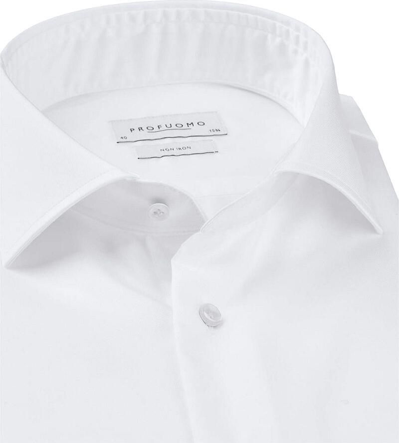 PROFUOMO Heren Overhemden Fine Twill Slim Fit Non Iron Extra Long Sleeve Wit - Foto 15