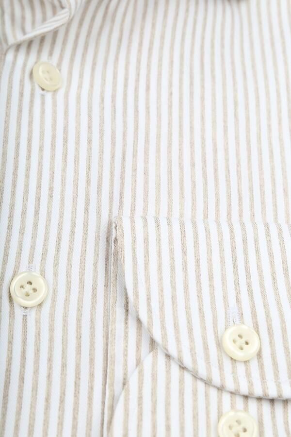 Profuomo Shirt Extra Lange Mouwen Travel Streep Beige - Foto 2