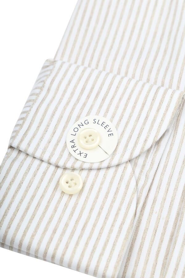 Profuomo Shirt Extra Lange Mouwen Travel Streep Beige - Foto 4