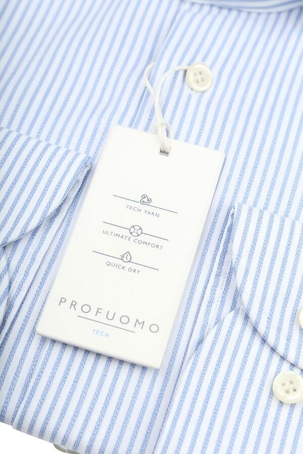 Profuomo Shirt Extra Lange Mouwen Travel Streep Lichtblauw - Foto 4