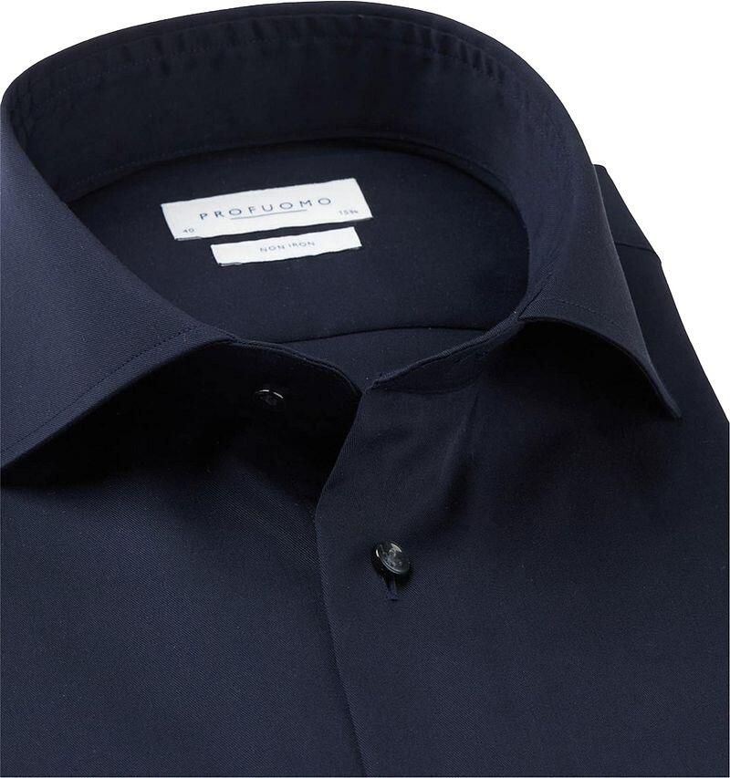 Profuomo slim fit strijkvrij overhemd donkerblauw twill - Foto 6