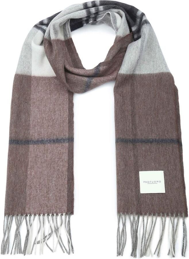 Profuomo Sjaal Lamswol Bruin Geruit