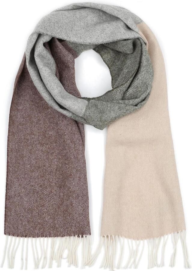 Profuomo Sjaal Lamswol Grijs Beige Bruin