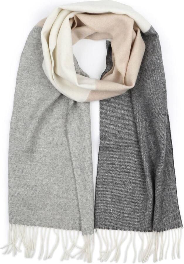 Profuomo Sjaal Lamswol Grijs Beige