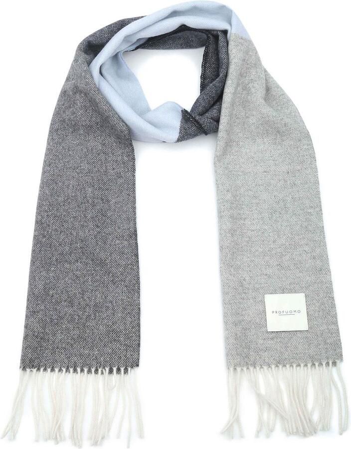 Profuomo Sjaal Lamswol Grijs Blauw