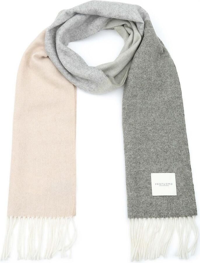 Profuomo Sjaal Lamswol Groen Beige - Foto 3