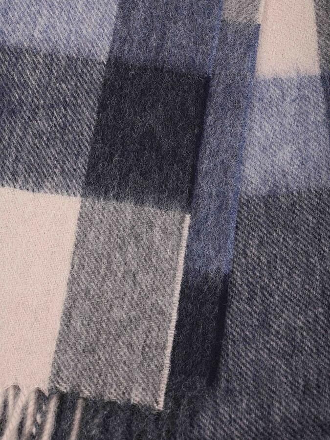 Profuomo Sjaal Lamswol Ruiten Blauw Beige - Foto 2