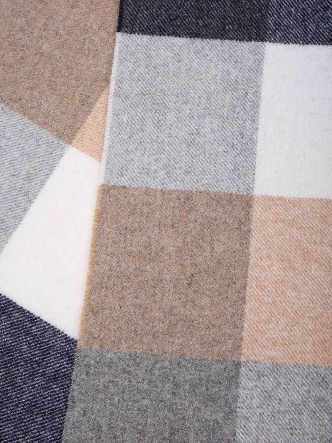 Profuomo Sjaal Lamswol Ruiten Blauw Grijs Beige - Foto 2