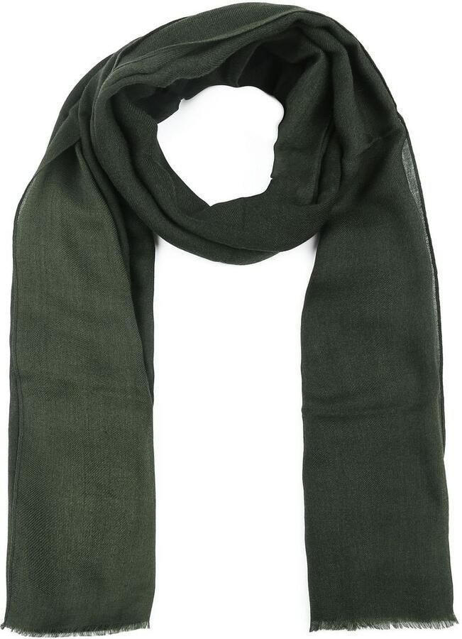 Profuomo Sjaal Wol Geweven Donkergroen