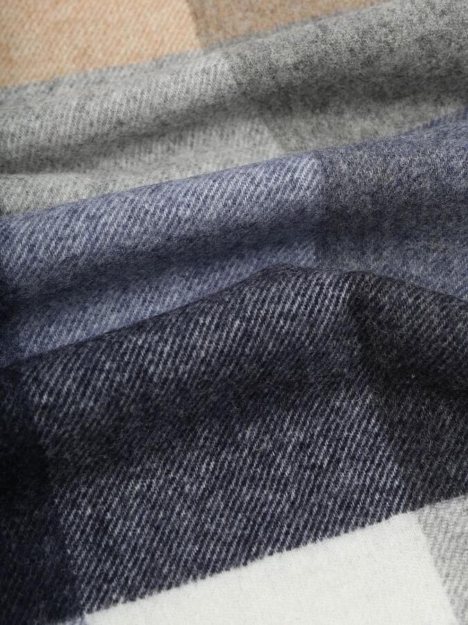 Profuomo Sjaal Wol Ruiten Blauw Grijs Beige - Foto 3
