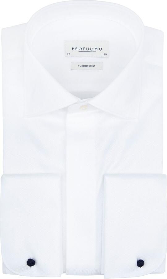 Profuomo Regular fit smokingoverhemd van effen materiaal