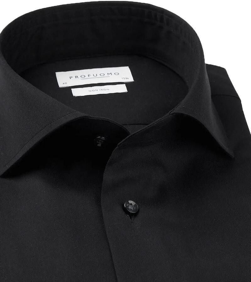 PROFUOMO Heren Overhemden Fine Twill Slim Fit Non Iron Zwart - Foto 11