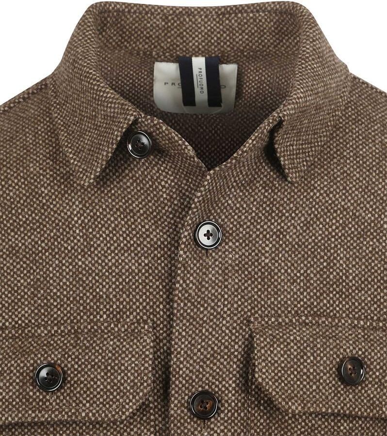Profuomo Textuur Overshirt in Donkerbruin Brown Heren
