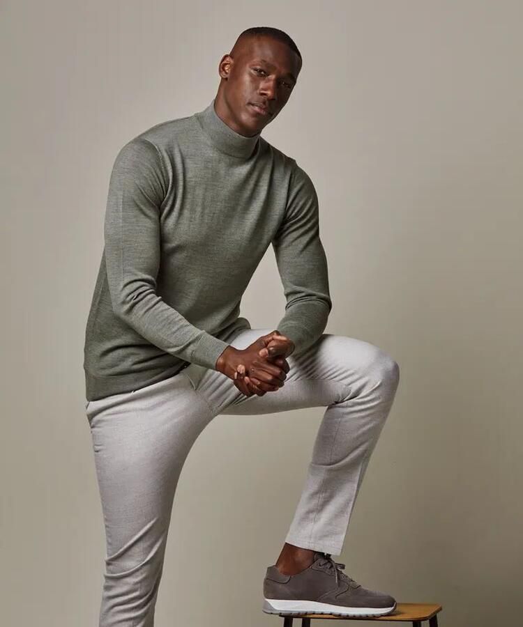 Profuomo Groene Merino Mock Neck Trui Green Heren - Foto 3