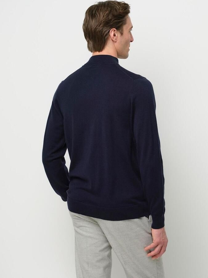 PROFUOMO Heren Truien & Vesten Pullover Mock Neck Merino Donkerblauw - Foto 7