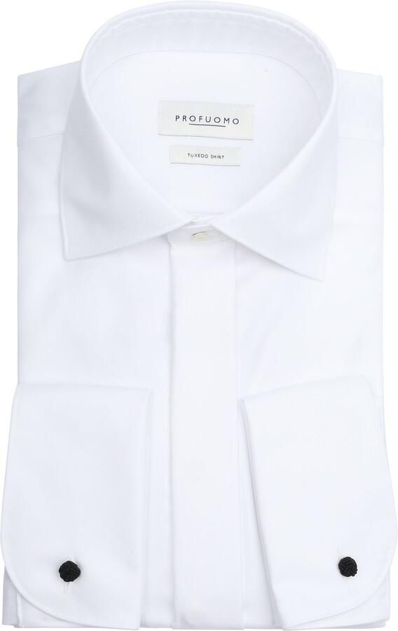 Profuomo Tuxedo Shirt Dubbel Manchet Wit