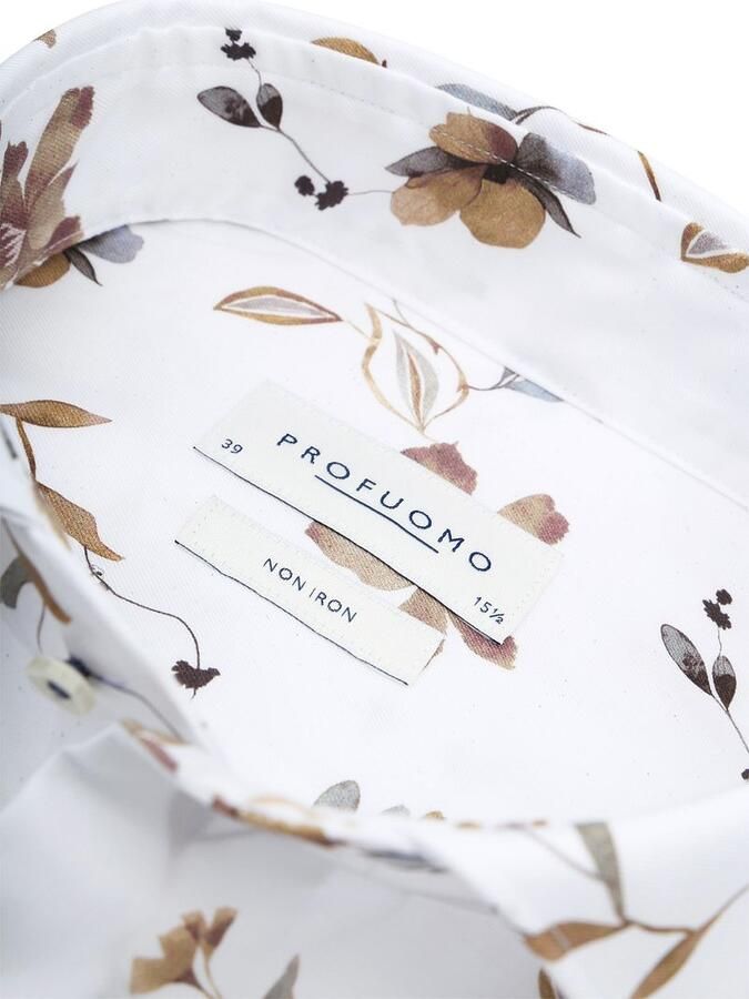 Profuomo Twill Overhemd Bloem Wit - Foto 3